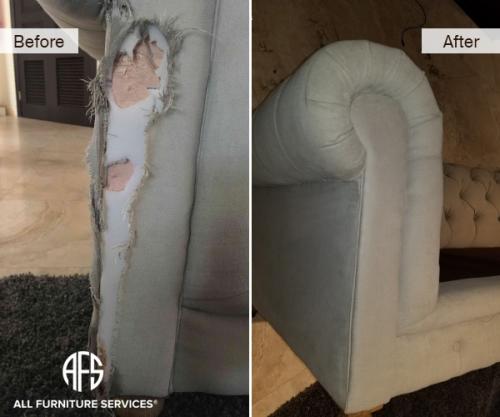 Animal-Dog-scrape-claw-bite-tear-damage-fabric-sofa-chair-arm-cushion-replacing-repairing-upholstery